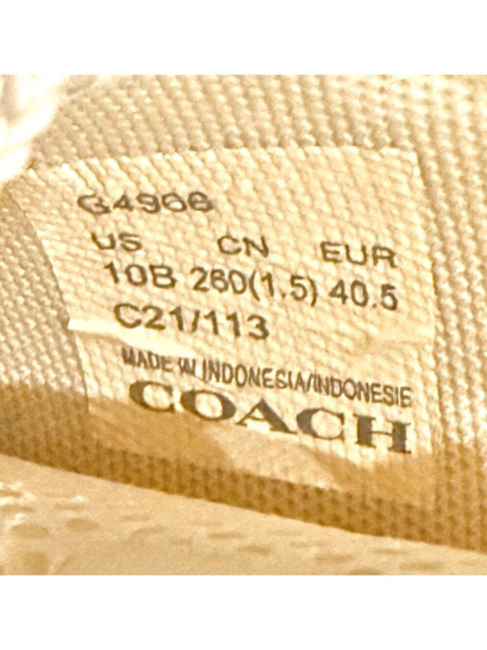 Coach Beige Lace Up Low Top Fashion Sneakers Women's Size 10B - G4966 - Picture 11 of 11